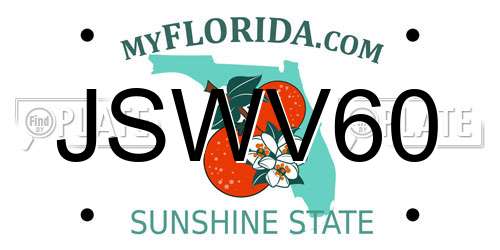 JSWV60 Florida License Plate