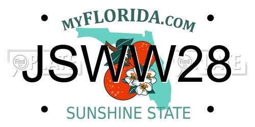 JSWW28 Florida License Plate