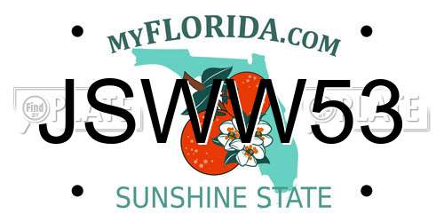 JSWW53 Florida License Plate