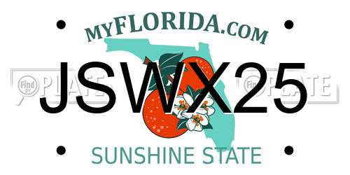 JSWX25 Florida License Plate