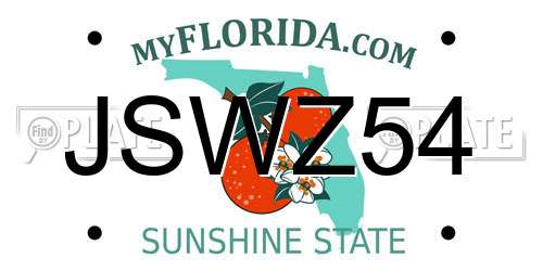 JSWZ54 Florida License Plate
