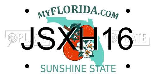 JSXH16 Florida License Plate