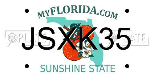 JSXK35 Florida License Plate