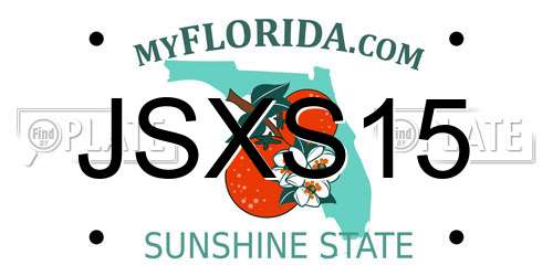 JSXS15 Florida License Plate