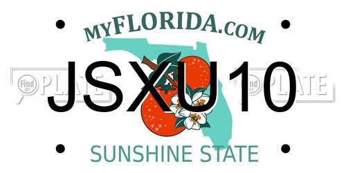 JSXU10 Florida License Plate