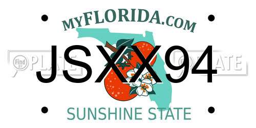 JSXX94 Florida License Plate