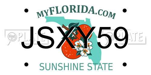 JSXY59 Florida License Plate