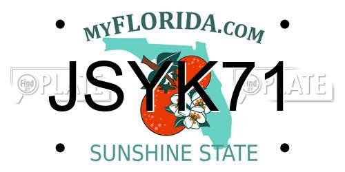 JSYK71 Florida License Plate
