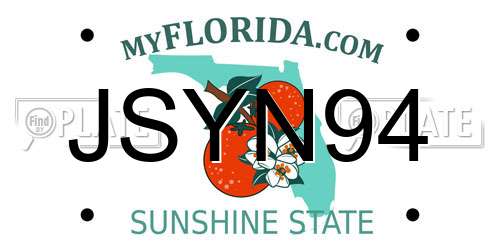 JSYN94 Florida License Plate
