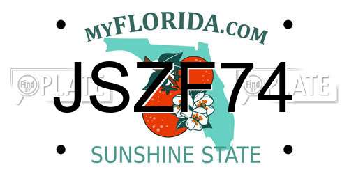 JSZF74 Florida License Plate