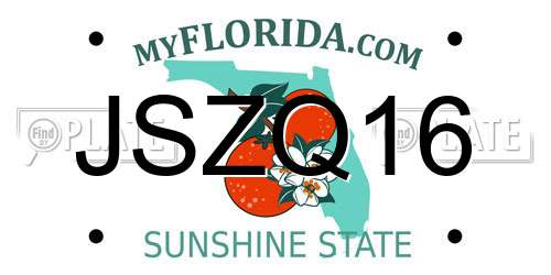 JSZQ16 Florida License Plate