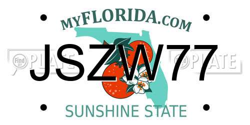 JSZW77 Florida License Plate