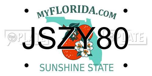 JSZY80 Florida License Plate
