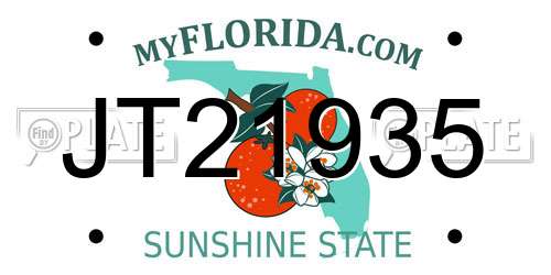JT21935 Florida License Plate