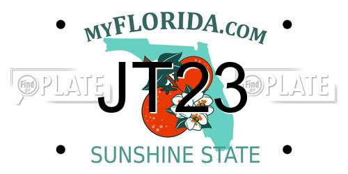 JT23 Florida License Plate