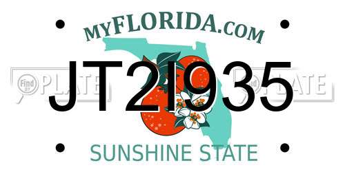 JT2I935 Florida License Plate