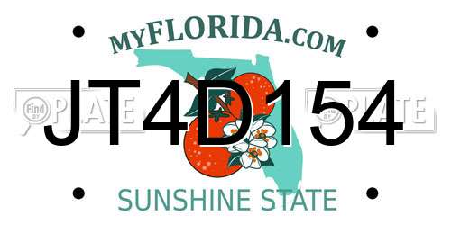 JT4D154 Florida License Plate