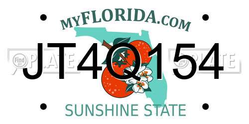 JT4Q154 Florida License Plate