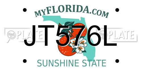 JT576L Florida License Plate