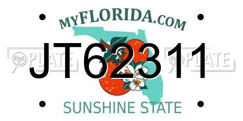 JT62311 Florida License Plate
