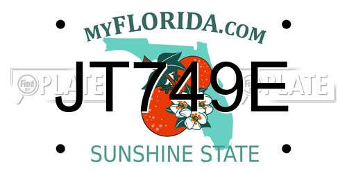 JT749E Florida License Plate
