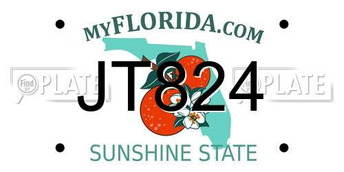 JT824 Florida License Plate