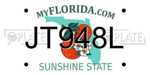 JT948L Florida License Plate