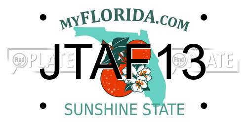 JTAF13 Florida License Plate