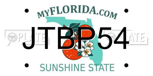 JTBP54 Florida License Plate