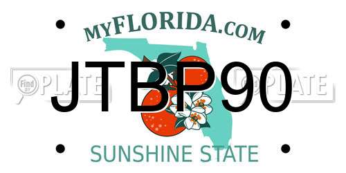 JTBP90 Florida License Plate