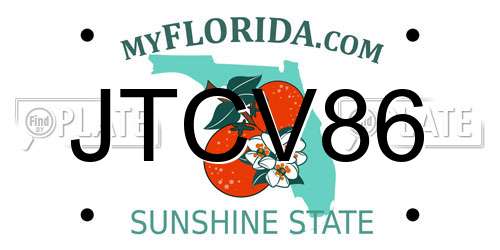 JTCV86 Florida License Plate