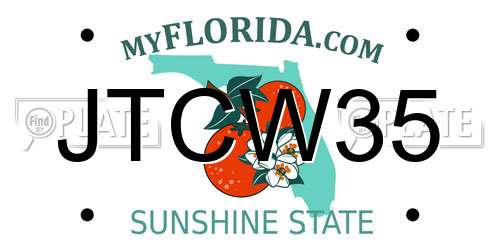 JTCW35 Florida License Plate