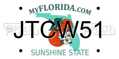 JTCW51 Florida License Plate
