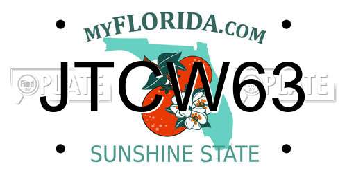 JTCW63 Florida License Plate