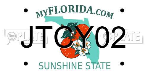 JTCY02 Florida License Plate