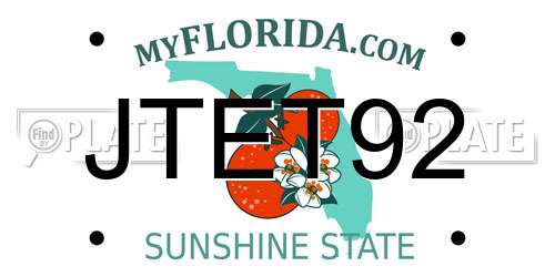 JTET92 Florida License Plate