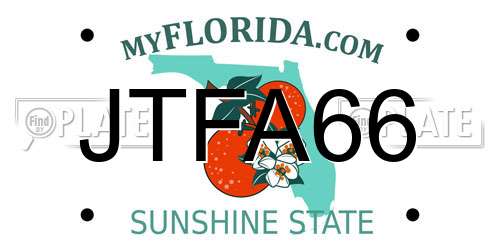 JTFA66 Florida License Plate