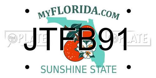 JTFB91 Florida License Plate