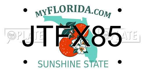 JTFX85 Florida License Plate