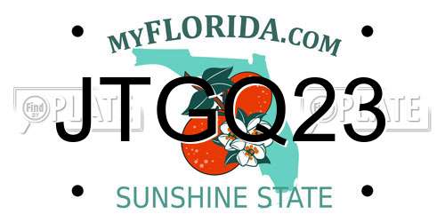 JTGQ23 Florida License Plate
