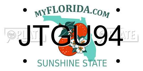 JTGU94 Florida License Plate