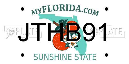 JTHB91 Florida License Plate