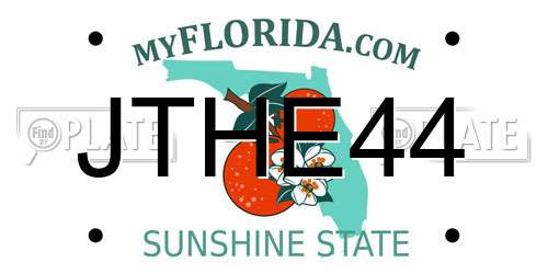 JTHE44 Florida License Plate