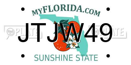 JTJW49 Florida License Plate