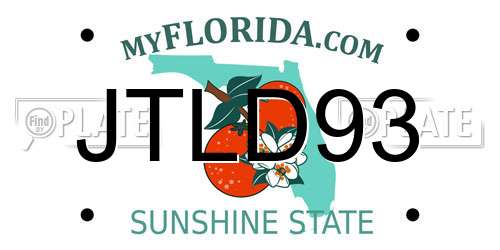 JTLD93 Florida License Plate