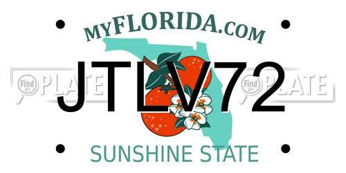 JTLV72 Florida License Plate