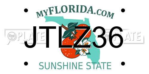 JTLZ36 Florida License Plate