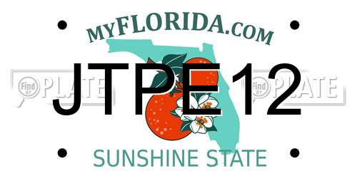 JTPE12 Florida License Plate