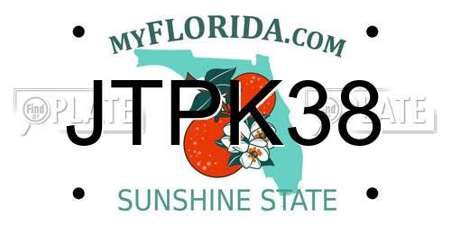 JTPK38 Florida License Plate