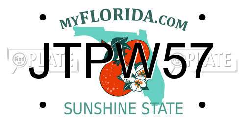 JTPW57 Florida License Plate